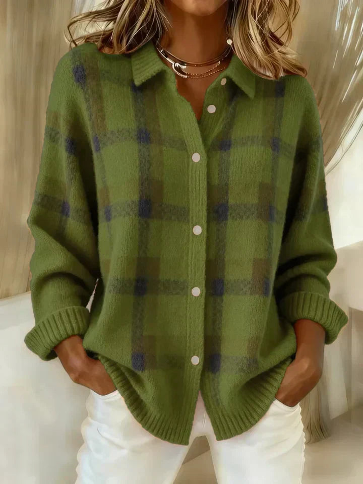 Cait | Retro Contrast Plaid Sweater