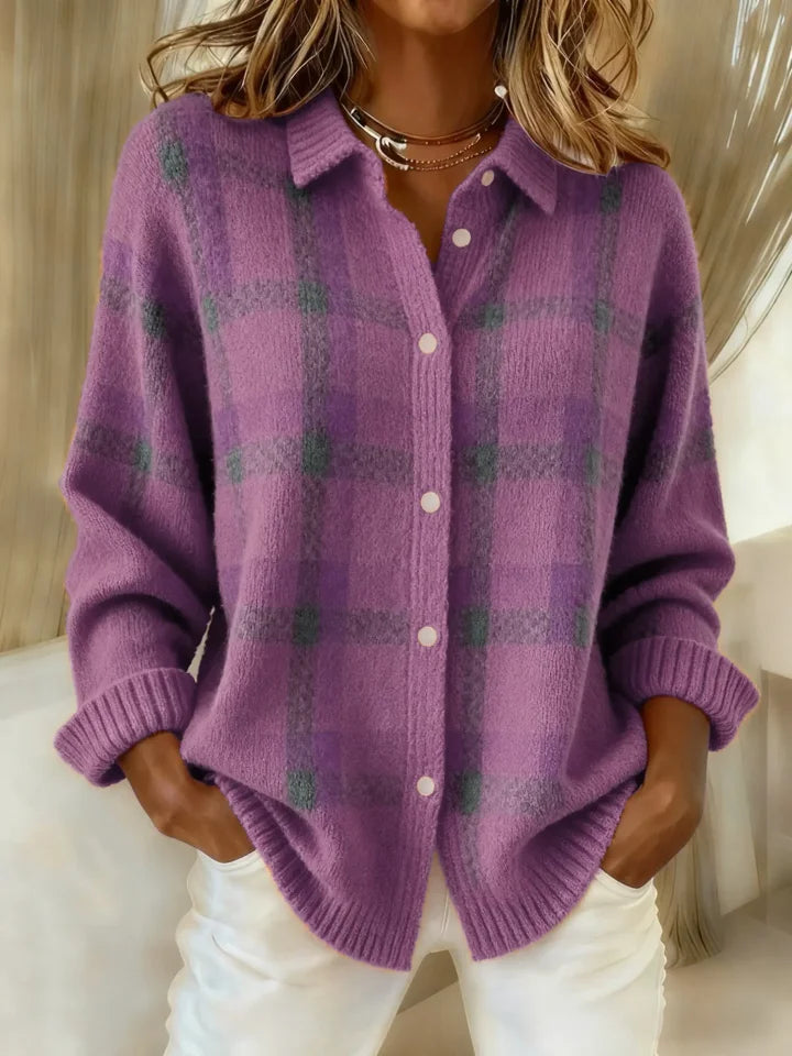 Cait | Retro Contrast Plaid Sweater