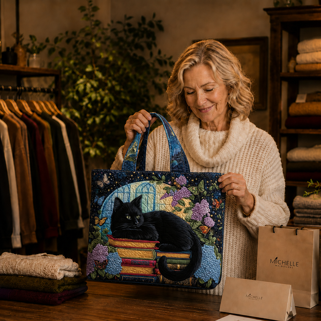 Artisan Bag - Black Cat on Books