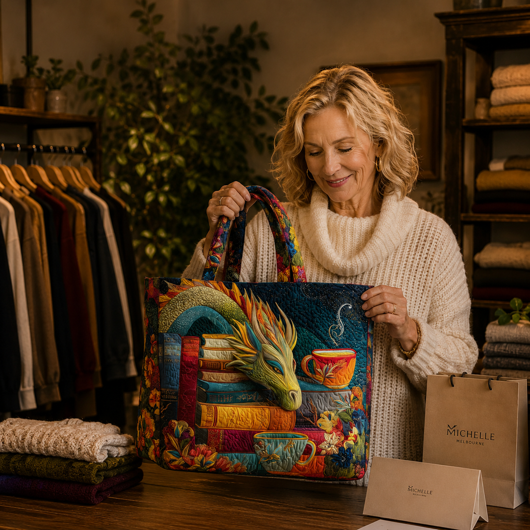 Artisan Bag - Dragon Reader with Books and Mugs