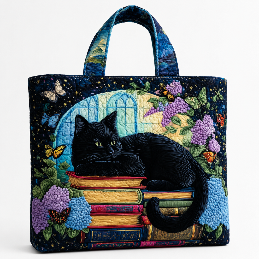 Artisan Bag - Black Cat on Books