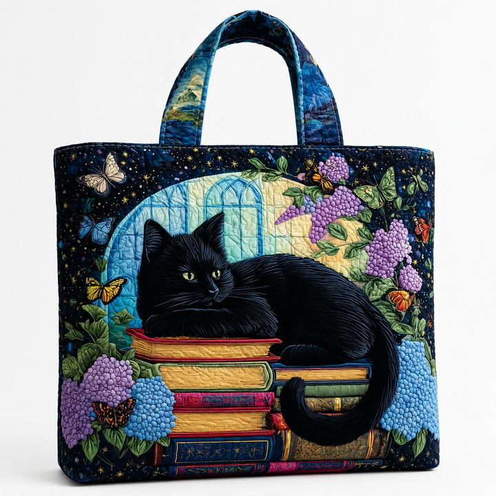 Artisan Bag - Black Cat on Books