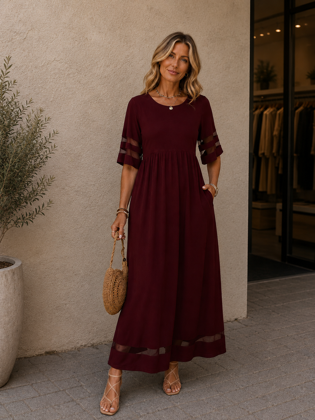 Aubrey™ – Flattering Tummy-Smoothing Midi Dress