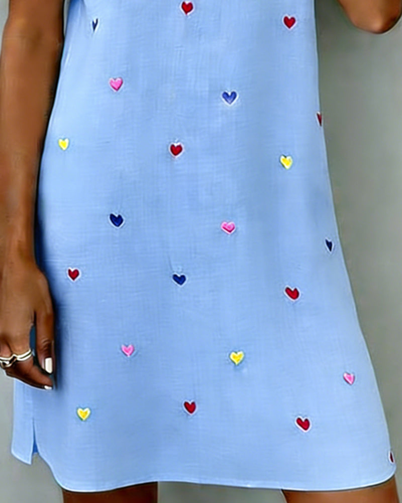 Robe Colorée À Imprimé Cœur Et Col En V