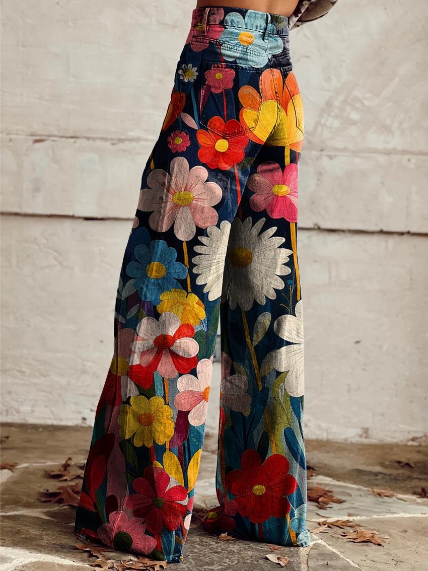 Léna - Pantalons Amples Floraux